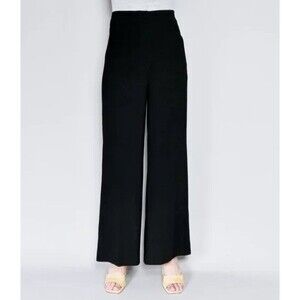 ANNE FONTAINE Morgan Wide-Leg Crepe Palazzo Pants, Black, Size FR 46/US 14
